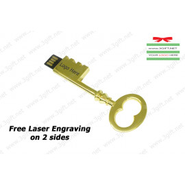Customized Classy Key Steel USB Flash Drive (16G, 32G - Gold)